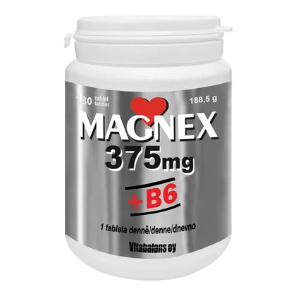 Magnex 375 mg + B6 Vitabalans, 180 tablet