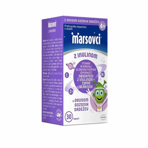  Marsovci žvečljive tablete z inulinom – okus gozdni sadeži, 30 tablet