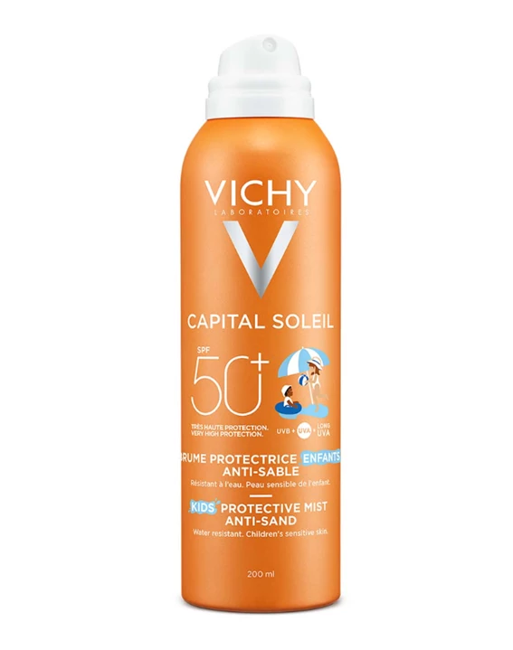 Vichy Capital Soleil, otroško razpršilo, ki preprečuje lepljenje peska na kožo - ZF50+, 200 ml