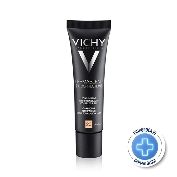 Vichy Dermablend 3D prekrivni puder za mastno kožo,  odtenek 20-Vanilla, 30 ml