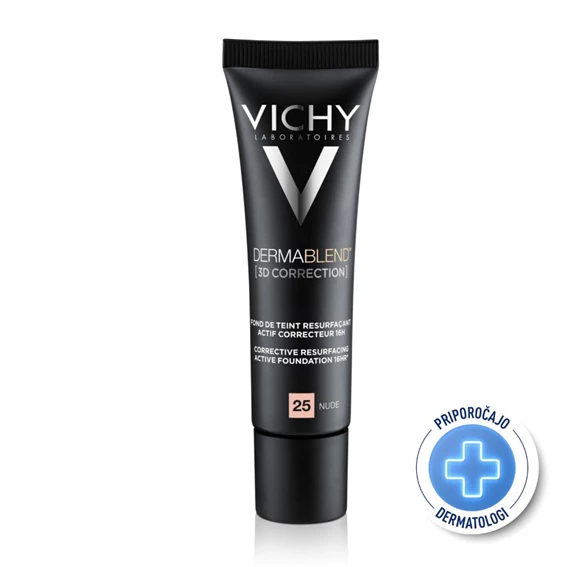 Vichy DermaBlend 3D prekrivni puder za mastno kožo, odtenek 25-Nude, 30 ml