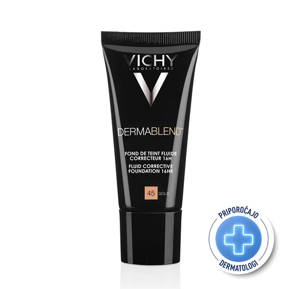 Vichy Dermablend,  korektivni tekoči puder, odtenek 45-Gold, 30 ml
