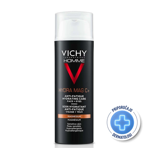 Vichy Homme Hydra Mag C+, vlažilna krema za obraz in predel okrog oči, 50 ml