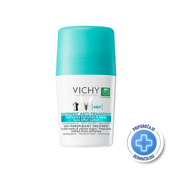 Vichy Deo Anti-Trace, deodorant proti belim sledem in rumenim madežem, 50 ml
