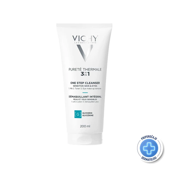 Vichy Purete Thermale, čistilno mleko 3v1 za občutljivo kožo in področje okoli oči, 200 ml