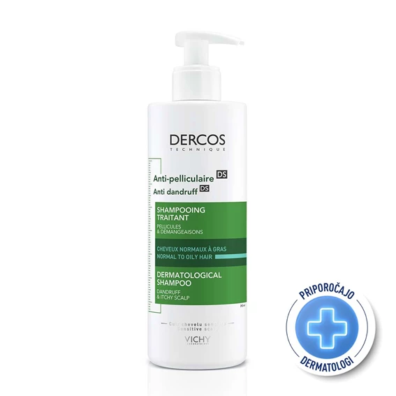 Vichy Dercos Šampon proti prhljaju za normalne in mastne lase, 390 ml